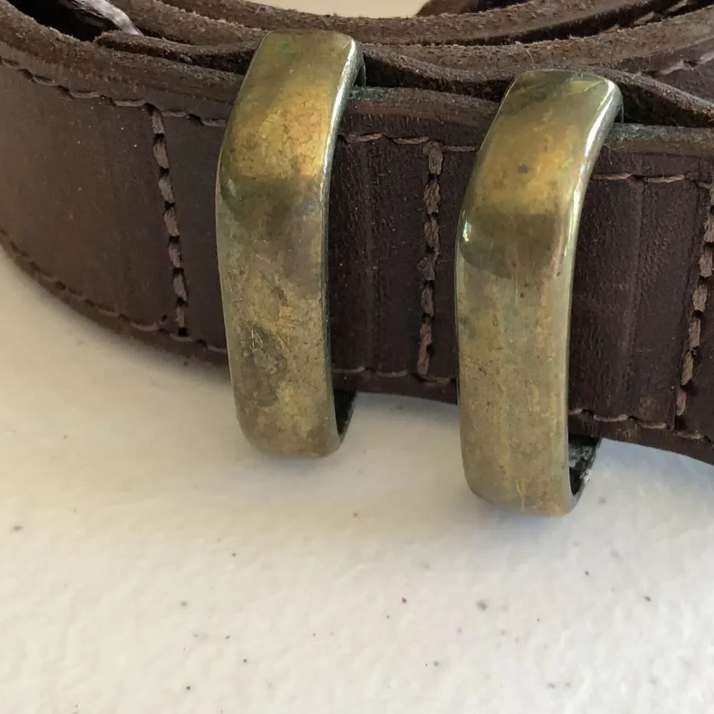 Le sac De Mode Leather Belt Size Small Brown Tarnished Buckle 31.5